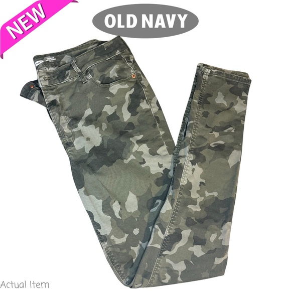 NWT Olive Green Floral Camo Rockstar Super Skinny Stretch Jeans Size 12 Tall - Picture 2 of 7